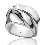 Large bague façon drapé en argent - Black Rock Jewel